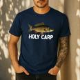 Carp Fish Pun Fishing Trip Fisherman Dad Holy Carp Men's Casual T-Shirt Navy