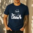 Cat Dad Life The Catfather Fathers Day Vintage Men's Casual T-Shirt Navy