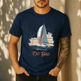 Cat Dad Vintage Catamaran Sailing Men's Casual T-Shirt Navy