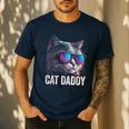 Cat Daddy Shirt Cat Sunglasses Cool Cat Dad Men Father Men's Casual T-Shirt Navy