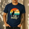 Cat Daddy Vintage Cat Lover Cat Dad Fathers Day Men's Casual T-Shirt Navy
