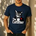 The Cat Father Cool Cat Dad Cat Lovers Men's Casual T-Shirt Navy