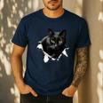 Cat Torn Cloth For Cat Lover Cat Dad Cat Mom Men's Casual T-Shirt Navy