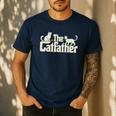 The Catfather Cat Dad Father's Day Cat Lover Men's Casual T-Shirt Navy