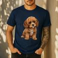 Cavapoo Breed Pet Lover Art Dog For Mom Dad Kids Men's Casual T-Shirt Navy