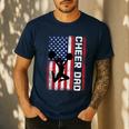 Cheer Dad American Flag Cheerleader Support Men's Casual T-Shirt Navy