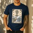 Cheer Dad Tarot Card Skeleton Cheerleading Fathers Day Men's Casual T-Shirt Navy Cheer Dad Tarot Card Skeleton Cheerleading Fathers Day Men's Casual T-Shirt Navy