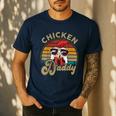Chicken-Shirt Rooster Daddy Vintage Farmer Dad Father Men's Casual T-Shirt Navy