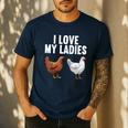 Cool Chicken Art For Men Women Dad Rooster Chicken Farmer Men's Casual T-Shirt Navy Cool Chicken Art For Men Women Dad Rooster Chicken Farmer Men's Casual T-Shirt Navy