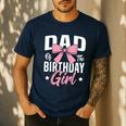 Coquette Pink Bow Men Dad Of The Birthday Girl Men's Casual T-Shirt Navy Coquette Pink Bow Men Dad Of The Birthday Girl Men's Casual T-Shirt Navy