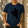 Curious Cat Peeking Sneaky Cat Cat Mom Cat Dad Men's Casual T-Shirt Navy Curious Cat Peeking Sneaky Cat Cat Mom Cat Dad Men's Casual T-Shirt Navy