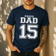 Custom Proud Volleyball Dad Number 15 Personalized For Men Men's Casual T-Shirt Navy