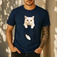 Cute Cat Pocket Cat Mom Cat Dad Cat Lover Men's Casual T-Shirt Navy Cute Cat Pocket Cat Mom Cat Dad Cat Lover Men's Casual T-Shirt Navy