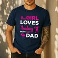 Cute Girls Hunting Dad Daughter Hunting Buddy Hunter Men's Casual T-Shirt Navy