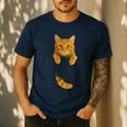Cute Tabby Cat Pocket Cat Mom Cat Dad Cat Lover Men's Casual T-Shirt Navy