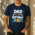 Dad Of The Birthday Boy Astronaut Family Space Planets Men's Casual T-Shirt Navy