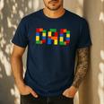 Dad Of The Birthday Boy Building Blocks Bricks Builder Men's Casual T-Shirt Navy