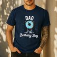 Dad Of The Birthday Boy Donut Theme Party Blue Father Men's Casual T-Shirt Navy Dad Of The Birthday Boy Donut Theme Party Blue Father Men's Casual T-Shirt Navy