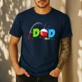 Dad Of The Birthday Boy Birthday Fishing Family Men's Casual T-Shirt Navy