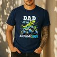 Dad Of The Birthday Boy Monster Truck Dinosaur Party T Rex Men's Casual T-Shirt Navy