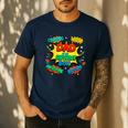 Dad Of The Birthday Boy Shirt Father Superhero Comic Party Men's Casual T-Shirt Navy