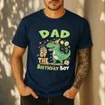 Dad Of The Birthday Boy T Rex Dinosaur Family Party Men's Casual T-Shirt Navy