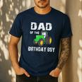 Dad Of The Birthday Boy Vintage Farm Tractor Party Family Men's Casual T-Shirt Navy