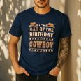 Dad Of The Birthday Cowboy Cute Western Bday Boy Birthday Men's Casual T-Shirt Navy