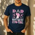 Dad Of The Birthday Cowgirl Pink Disco Rodeo Western Men's Casual T-Shirt Navy