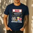 Dad Birthday Crew Movie Night Theme Matching Party Men's Casual T-Shirt Navy Dad Birthday Crew Movie Night Theme Matching Party Men's Casual T-Shirt Navy