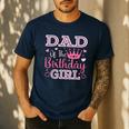 Dad Of The Birthday Girl Cute Pink Matching Family Party Men's Casual T-Shirt Navy