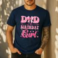 Dad Of The Birthday Girl Family Pink Coquette Bow Men's Casual T-Shirt Navy Dad Of The Birthday Girl Family Pink Coquette Bow Men's Casual T-Shirt Navy