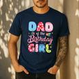 Dad Of The Birthday Girl Family Summer Beach Birthday Party Men's Casual T-Shirt Navy