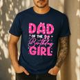Dad Of The Birthday Girl Pink Bow Birthday Girl Family Men's Casual T-Shirt Navy