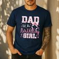 Dad Of The Birthday Girl Pink Bow Flower Birthday Girl Men's Casual T-Shirt Navy