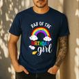 Dad Of The Birthday Girl Rainbow B-Day Matching Family Men's Casual T-Shirt Navy