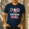 Dad Of The Birthday Girl Shirt Farm Cow Daddy Papa 1st Men's Casual T-Shirt Navy