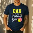 Dad Of The Birthday Girl Softball Player Theme B-Day Daddy Men's Casual T-Shirt Navy