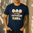Dad Of The Birthday Girl Sweet Donut Birthday Family Men's Casual T-Shirt Navy