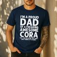 Dad Of CORA Father's Day Personalized Name Joke Men's Casual T-Shirt Navy