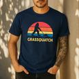 Dad Lawn Mowing Grassquatch Bigfoot Mower Garden Men's Casual T-Shirt Navy