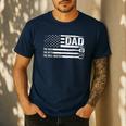 Dad The Man The Myth The Grill Master USA Flag Father's Day Men's Casual T-Shirt Navy