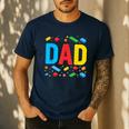 Dad Master Builder Building Bricks Blocks Family Fathers Day Men's Casual T-Shirt Navy
