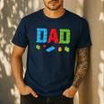Dad Master Builder Building Bricks Blocks Family Set Parents Small Men's Casual T-Shirt Navy
