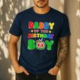 Dad And Mom Daddy Of The Birthday Boy Tee Melon Family Party Men's Casual T-Shirt Navy