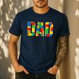 Dad Parent Brick Master Builder Building Blocks Set Family T Men's Casual T-Shirt Navy