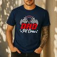 Dad Pit Crew Birthday Party Race Car Lover Racing Family Men's Casual T-Shirt Navy