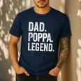 Dad Poppa Legend Vintage Distressed Bold Poppa Graphic Men's Casual T-Shirt Navy