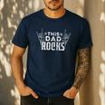 This Dad Rocks Rock n Roll Heavy Metal Fathers Day T-Shirt Men's Casual T-Shirt Navy