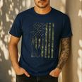 Dad And Son Duck Hunting Father And Son Matching Hunting Men's Casual T-Shirt Navy